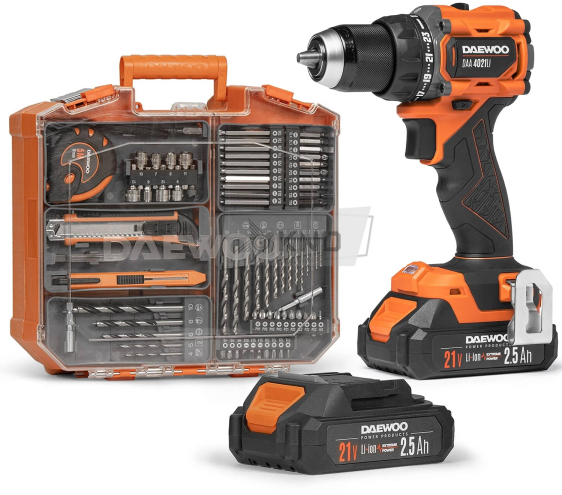 Дрель-шуруповерт ударная аккумуляторная DAEWOO DAA 4021Li SET BOX с 2 АКБ 2,5 Ач и ЗУ