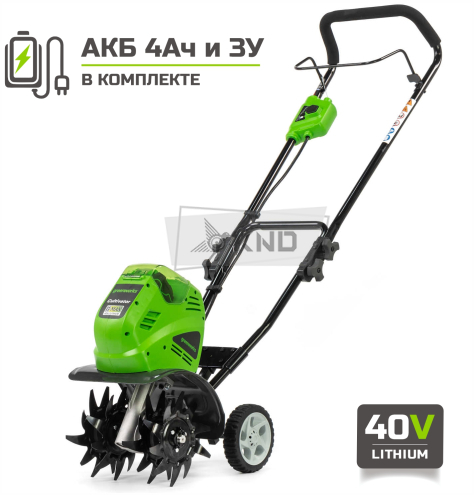 Культиватор аккумуляторный Greenworks G40TLK4 с АКБ 4 Ач и ЗУ